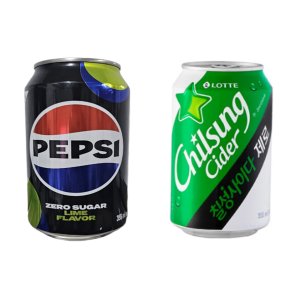 펩시제로라임 칠성사이다 업소용 뚱캔 355ml 각 6개씩 12캔 무배