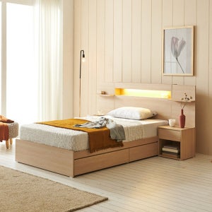 슈퍼싱글LED-프레임 조명 침대수납 원룸 SS 벙커 베스트리뷰시 이케아 선물