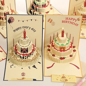 팝업카드 축하 케이크 감사 엽서 초대장 선물 파티 인사 기념일 감사카드 3P