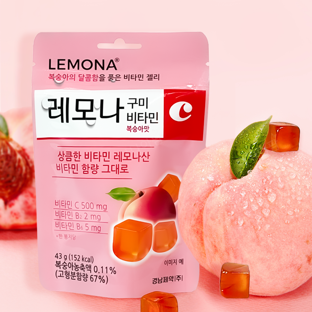 레모나 구미 비타젤리 복숭아맛 1봉 비타민C 아스코르빈산 맛있는 비타c 키즈 임산부