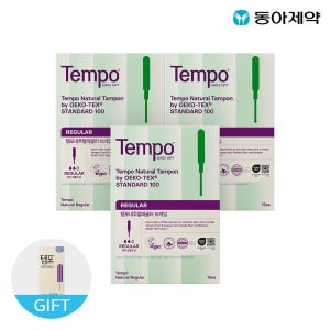 템포 내추럴 유기농 순면 탐폰 레귤러 16p X 3팩 + 내추럴 레귤러 8p