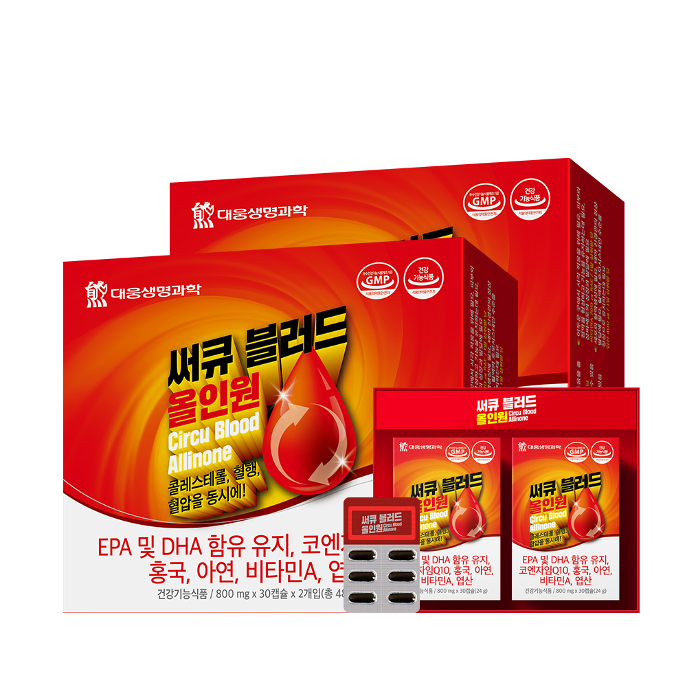 <b>대웅생명과학</b> 써큐블러드 올인원 케어 코엔자임Q10 60<b>캡슐</b>, 2개