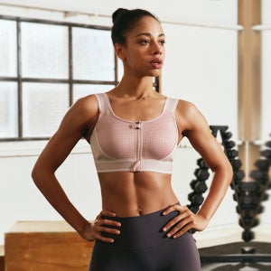 [컴포트랩] 하이서포트 밴드라인 집업 스포츠브라