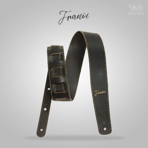 프라노이 TW60 DB2 체크 브라운 양면 일렉 어쿠스틱 기타 가죽 스트랩 멜빵 어깨끈