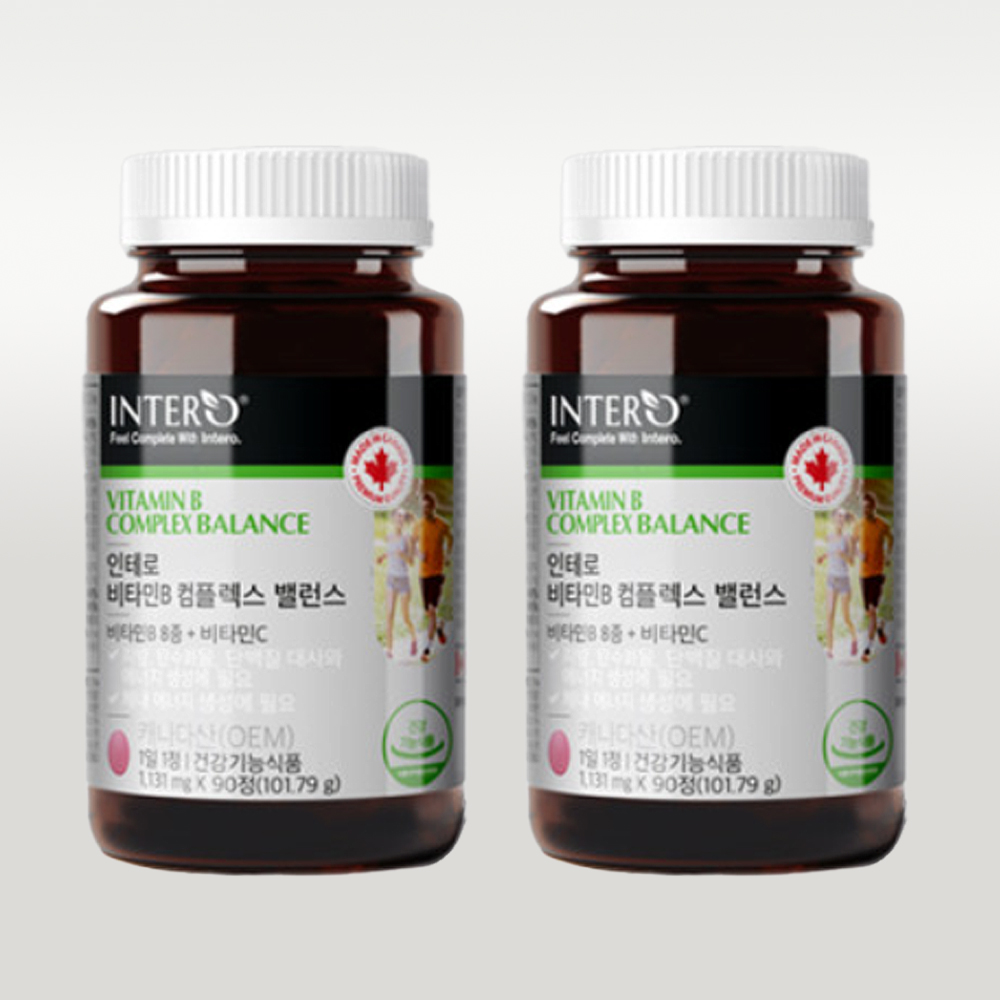 1+1 고함량 활력 <b>비타민B 컴플렉스 밸런스</b> 고농축 수용성 복합 영양제 90정X2병 (총6개월분)