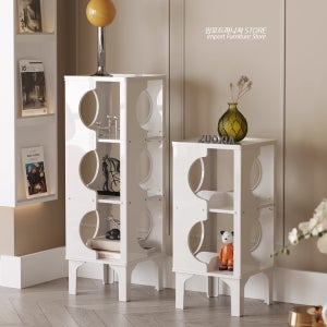 미드센추리 틈새 수납장 화장실앞 거실 아크릴 오픈 미니 수납장 모듈 선반 책장 코너장