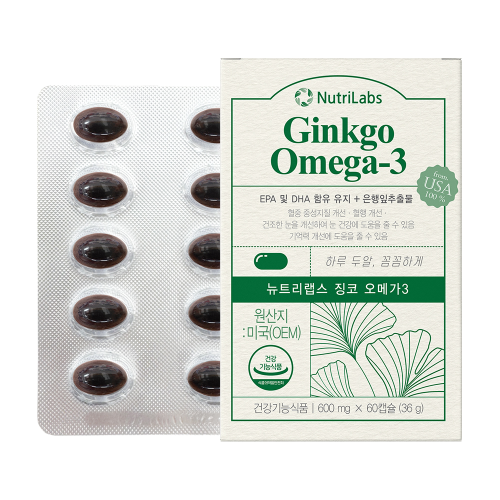 <b>뉴트리</b>랩스 징코오메가3 골드 (1,202mg X 60캡슐)