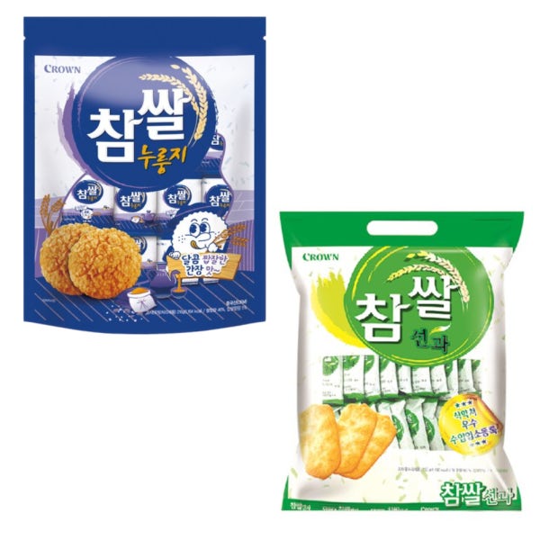 1+1 크라운 참쌀 누룽지 간장맛 216g 24봉 찹쌀 선과 253g 44봉 회사 간식