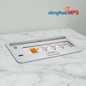 MPS 매립콘센트 4구 화이트 1USB 1LAN 반자동 커버 16A 3000W 1.5m