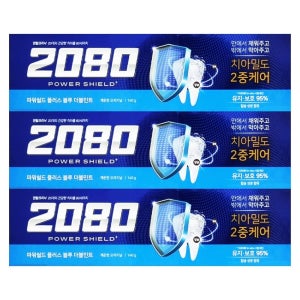 애경 2080 파워쉴드 플러스 블루 더블민트 140g 3개입 x1개