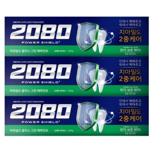 애경 2080 파워쉴드 플러스 그린 페퍼민트 140g 3개입 x1개