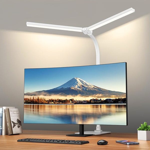 몬스터라이트 번개표 듀얼헤드 LED 책상 공부 학생 독서 스탠드 800mm 와이드 모니터 조명 클램프타입
