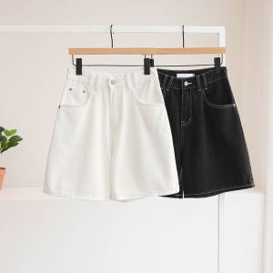 [원가이하SALE] 로베르 스티치 버뮤다 와이드 코튼 5부 반바지