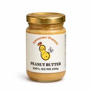 어썸 피넛 100% 땅콩버터 스프레드 땅콩잼 스무스, 200g, 1개