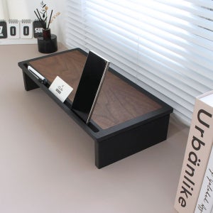 듀얼 모니터받침대 원목 컴퓨터 받침 블랙월넛 480