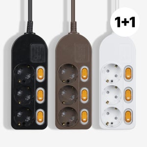 3구 멀티탭 1.5m 1+1 개별 절전 스위치 국산 안전 접지 멀티콘센트