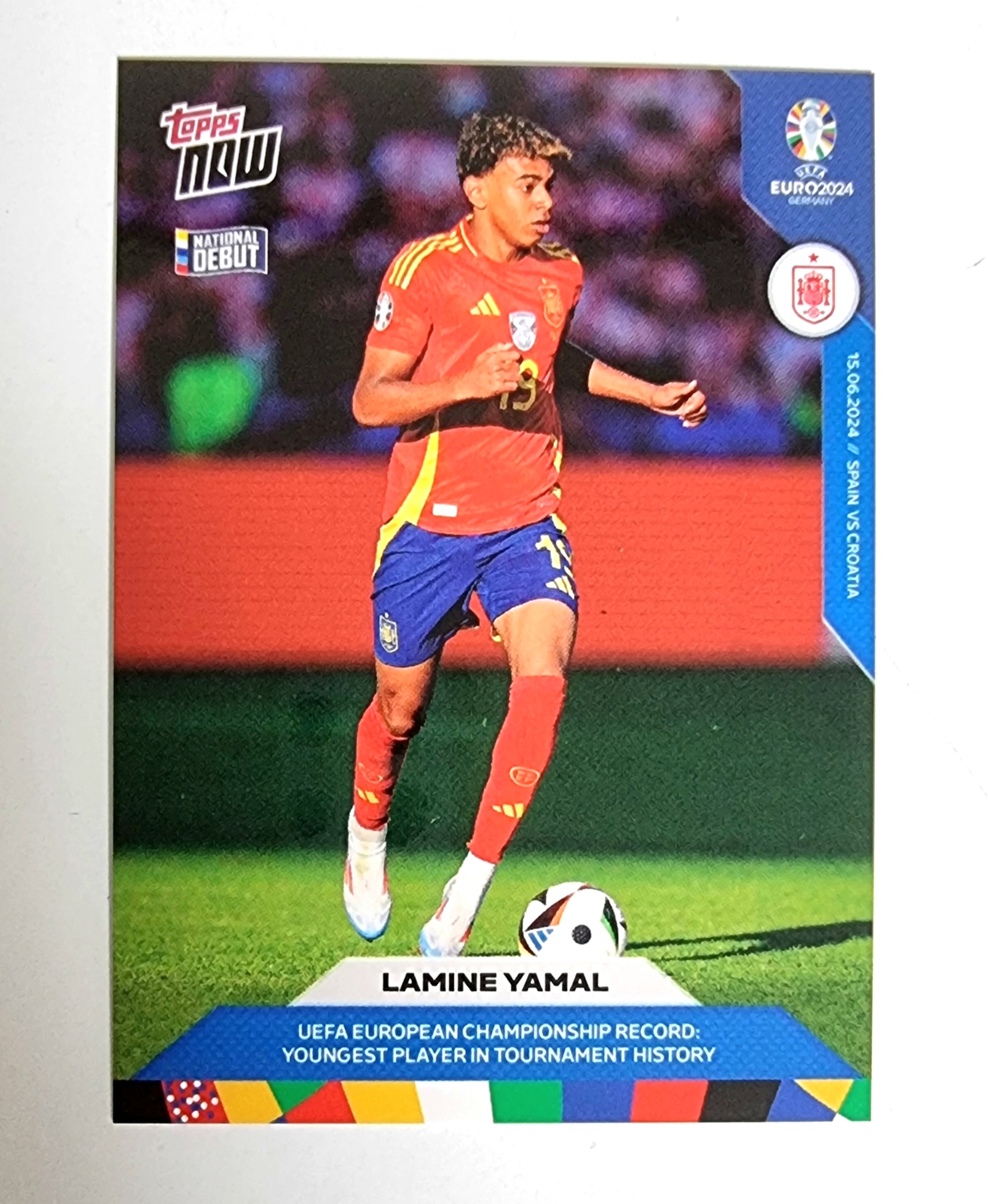 라민 야말 유로 데뷔 카드 Topps Now UEFA Euro 2024 Lamine Yamal National Debut Youngest Player No-005 축구카드