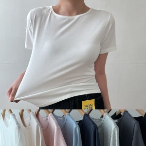 모달티셔츠 여성흰티 세미크롭티