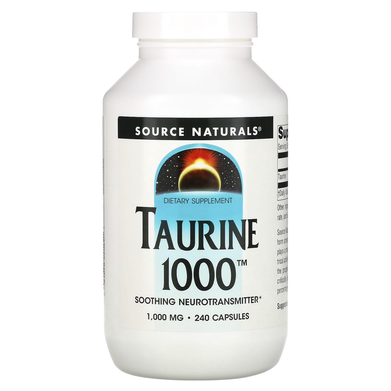 소스내츄럴스 타우린 1000mg Taurine 240캡슐