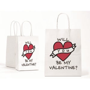 사랑 Valentine’s day 화이트 쇼핑백 소 50매 발렌타인데이 선물포장 가방
