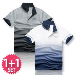 베리블 반팔 카라티 1+1 세트 그라데이션 나염 커플 티셔츠