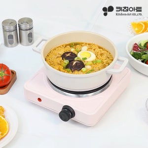 키친아트 핫플레이트 1구 휴대용 전기레인지 소형 자취용 원룸 핑크 KP-2650