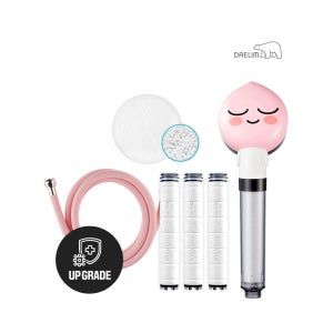 대림바스 디클린 카카오 샤워기(어피치)+항균 플러스 리필필터(3개입)+세라믹볼+샤워호스(핑크) SET