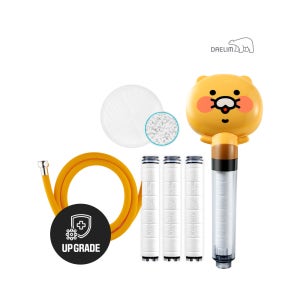 대림바스 디클린 카카오 샤워기(춘식이)+항균 플러스 리필필터(3개입)+세라믹볼+샤워호스(오렌지) SET