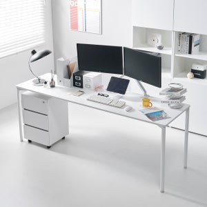 E0자재 횸 학생 책상 테이블 2000x600mm, 화이트 (HM1961)