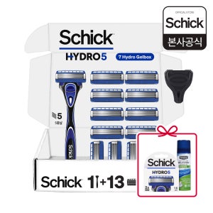 쉬크 하이드로5 5중날 면도기 면도칼 오리지널 핸들1+날13+커버1 기획팩+(증정)베이직날 2입+라임폼 60g