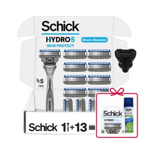 쉬크 하이드로 5중날 스킨 프로텍트 핸들1개+날13개+커버1개 기획팩+추가증정 스킨프로텍트날 2입+라임폼 60g