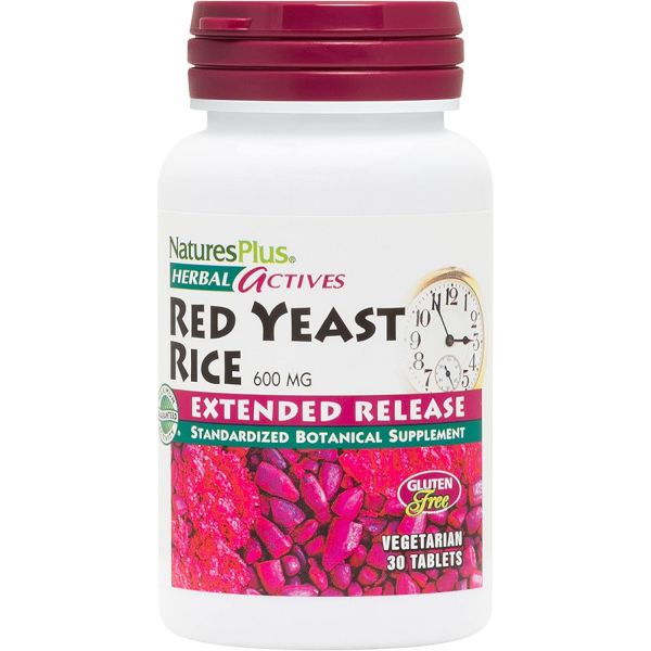 Natures Plus Herbal Actives Red Yeast Rice Extended Release - 600mg 30 Vegan Tablets - Herbal Supple