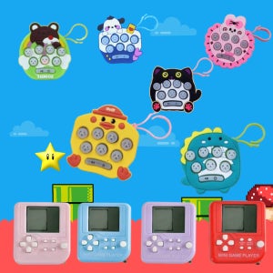 휴대용 레트로 게임기 1+1 두더지잡기 테트리스 푸쉬팝 키링 가방고리