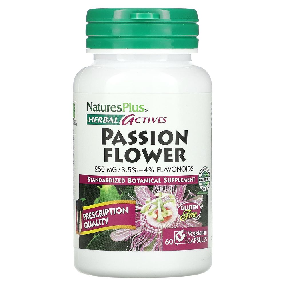 <b>네이처스플러스</b> 허브 액티브 패션플라워 시계꽃 250mg 60캡슐 Passion Flower