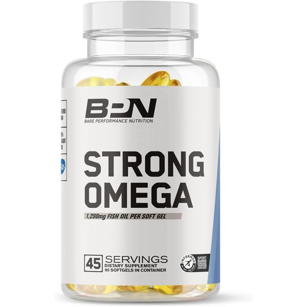 BARE PERFORMANCE NUTRITION BPN <b>Strong Omega</b> Fish Oil Soft Gel 1290mg Fish Oil per Capsule Wild Caugh