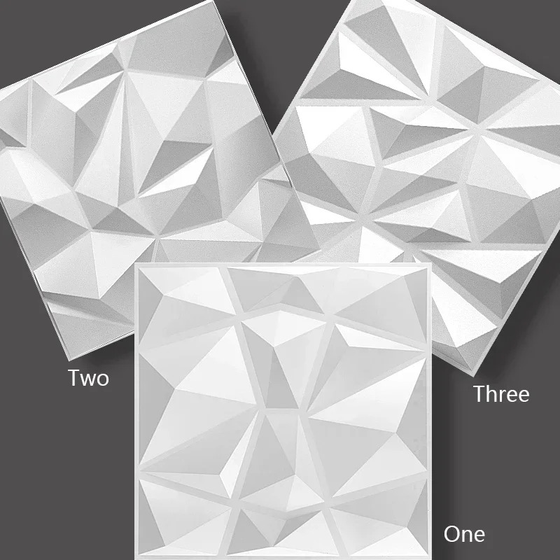 무광 흰색 벽지 벽화 장식 3D 벽 패널 다이아몬드 디자인 타일-벽 패널-몰드 스티커