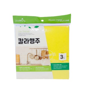 삼색행주 3개입 부직포행주 3색타올행주 면걸레 종이행주 청소용품 주방용품