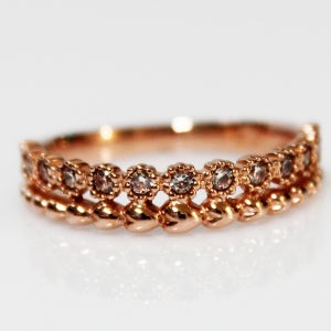 고든 14k 레이어드반지 로즈골드 볼 큐빅 데일리