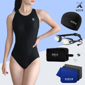 자이더 여자실내수영복세트 원피스 7종 프리미엄 수영모자 수경 수영가방 귀마개 코클립 스포츠타올 S802