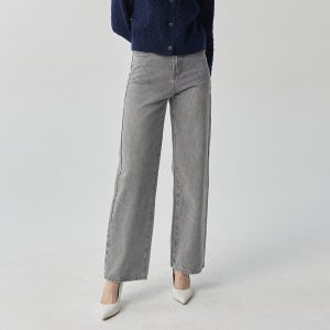 여성 세미 와이드 데님 팬츠 빅사이즈 키작진 키작녀 통통 진청 연청 그레이 청바지 5종류