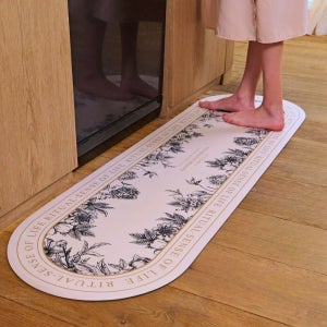 포시엘라 빨아쓰는 규조토 주방 매트 대형 키친 싱크대 발매트 북유럽 시그니쳐 타원 XL