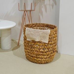 히아신스 수초 빨래바구니 대형 햄퍼 원형 라탄 바구니