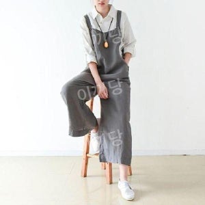 이끼당 빅사이즈 9부 그레이 멜빵바지