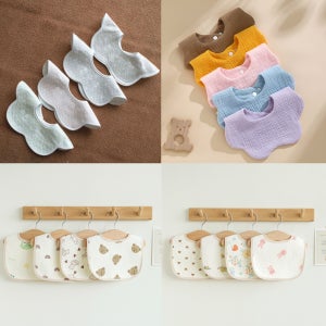 (4개/1set) 방수 턱받이 유아 신생아 네이밍 외출용 침받이 남아 여아