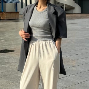 여성반팔자켓 오버핏 빅사이즈 여름 롱 자켓