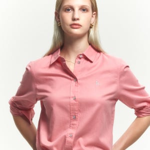헤지스 여성 [면100%] 핑크 페더트윌 긴소매 셔츠 HSSH4DC84P2
