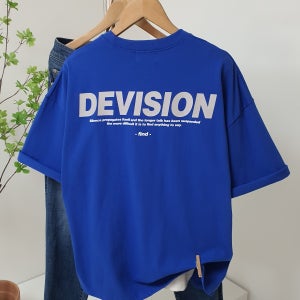 디비전 스카치 프린팅 오버핏 커플 고밀도 워싱 여름 남자 반팔티