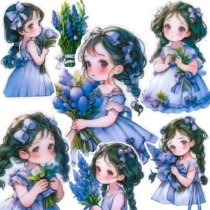 라벤더 소녀 다꾸 핸드폰 빈티지 레트로 인스타 인스 감성 팬시 스티커