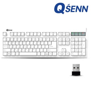 QSENN SEM-DT35W 윤활 멤브레인 무선 키보드 화이트 (키스킨 포함)
