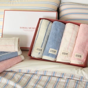 [단독][선물포장] 소프트터치 하프 미니멀 40수 코마사 200g 선염 호텔수건 세트